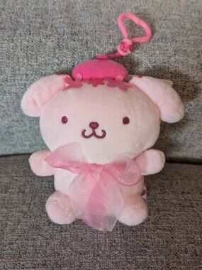 Sanrio Pompompurin Cherry Blossom Plush Keychain